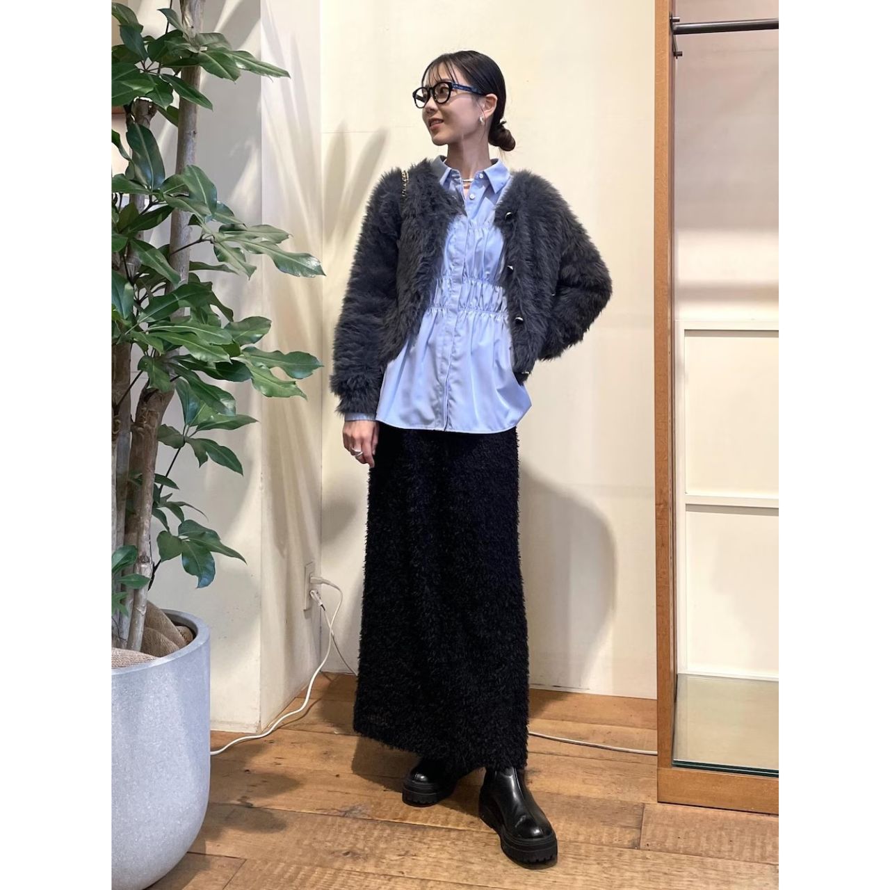 40代の厚底ブーツの痛くないコーディネート例