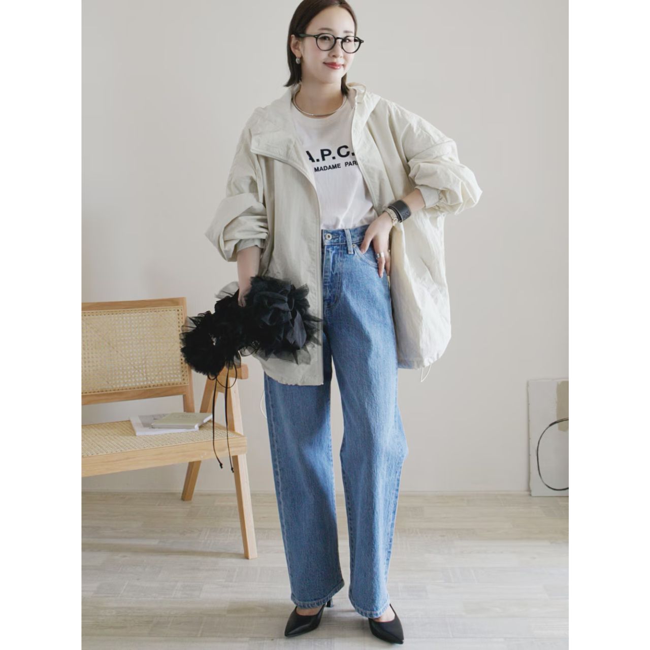 40代女性の痛くないジーンズのコーディネート例