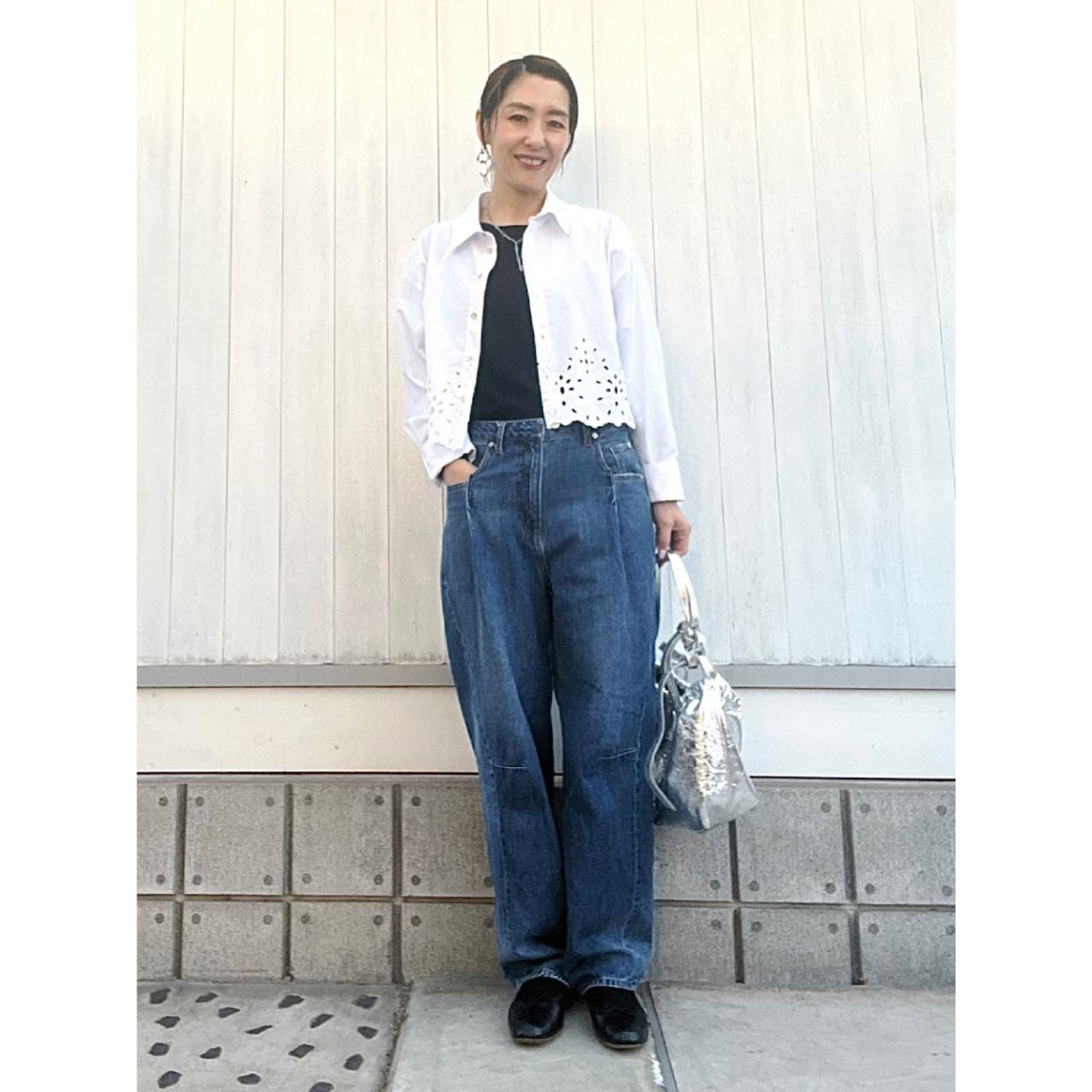 40代女性の痛くないジーンズのコーディネート例