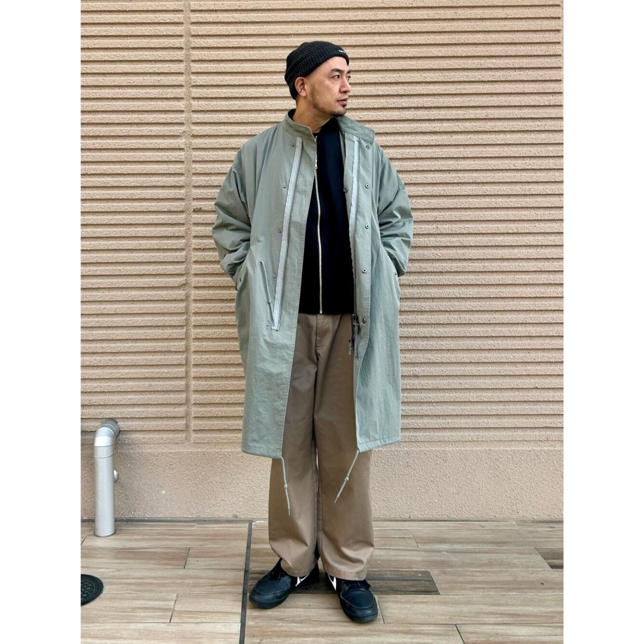 40代メンズの男性ニット帽痛くないコーディネート例