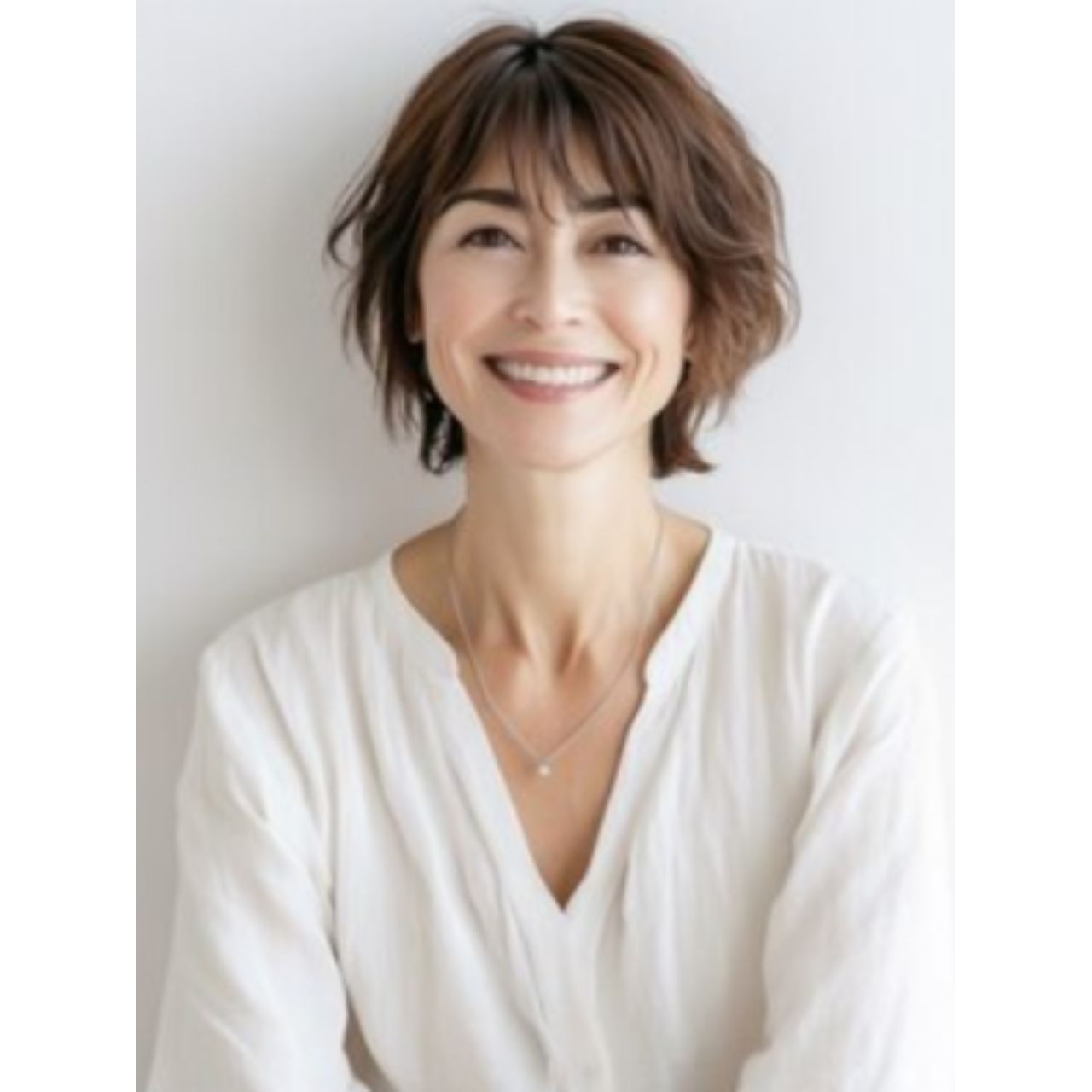 50代女性の痛くない前髪ありのコーディネート例